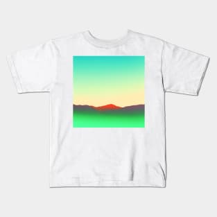 Abstract Neon Green Desert Landscape Sunrise Kids T-Shirt